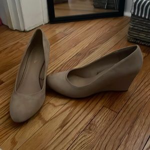 Nude suede wedges. Excellent condition.